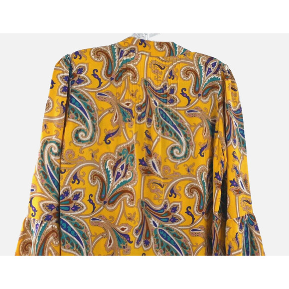 Tibi‎ Multi Yellow Floral Silk Tomato Fairy Shift Dress 4 Ruffle Sleeve Mended - Picture 9 of 16